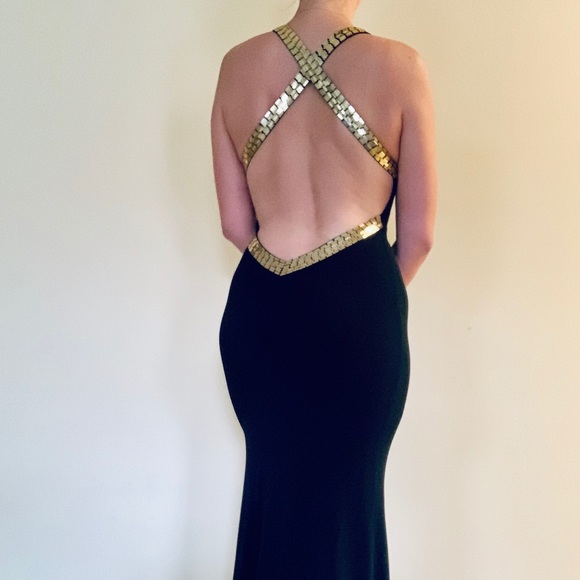 Vntg Mermaid Black Prom Maxi Dress 8 - Picture 3 of 3